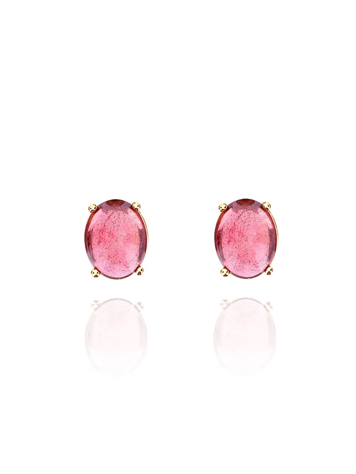 "TOURMALINES" GOLD AND PINK TOURMALINE STUD EARRINGS (LARGE)