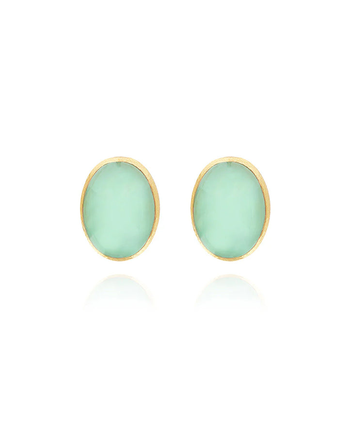 LATTEMENTA “MUSE” STUD EARRINGS IN ENGRAVED GOLD, JADEITE AND ROCK CRYSTAL (MEDIUM)