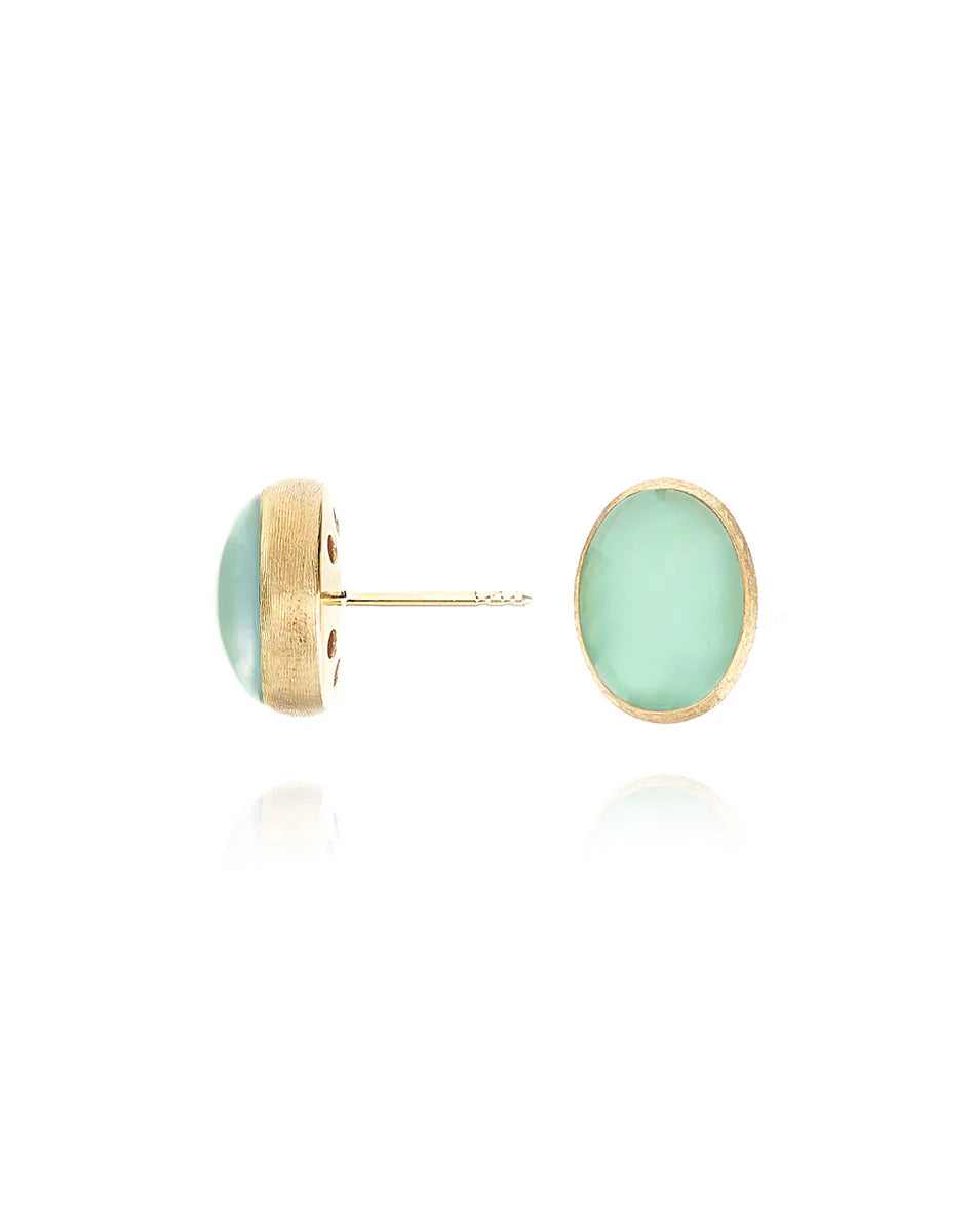 LATTEMENTA “MUSE”STUD EARRINGS IN ENGRAVED GOLD, JADEITE AND ROCK CRYSTAL (SMALL)