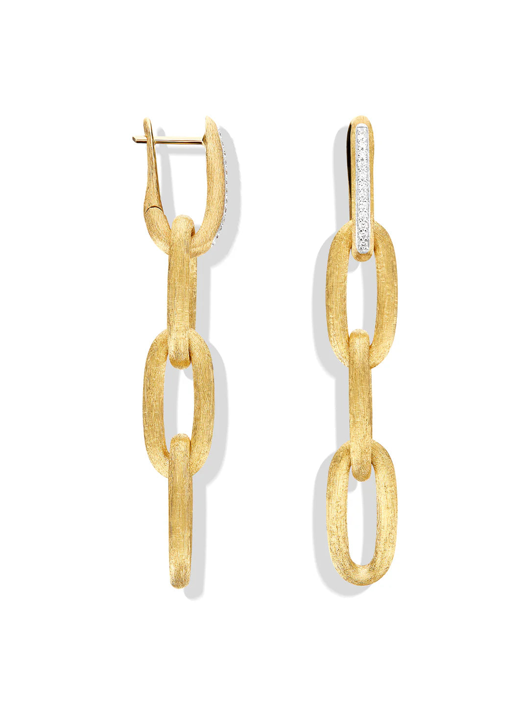 "libera soul" gold and diamonds chain earrings