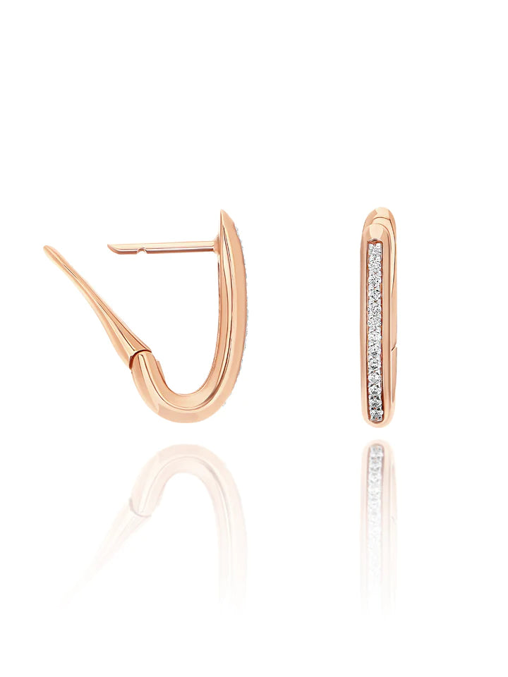 LIBERA SMALL ROSE GOLD SQUARE HOOP EARRINGS WITH DIAMONDS