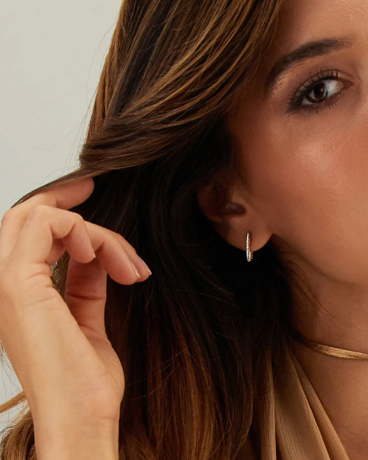 LIBERA SMALL ROSE GOLD SQUARE HOOP EARRINGS WITH DIAMONDS