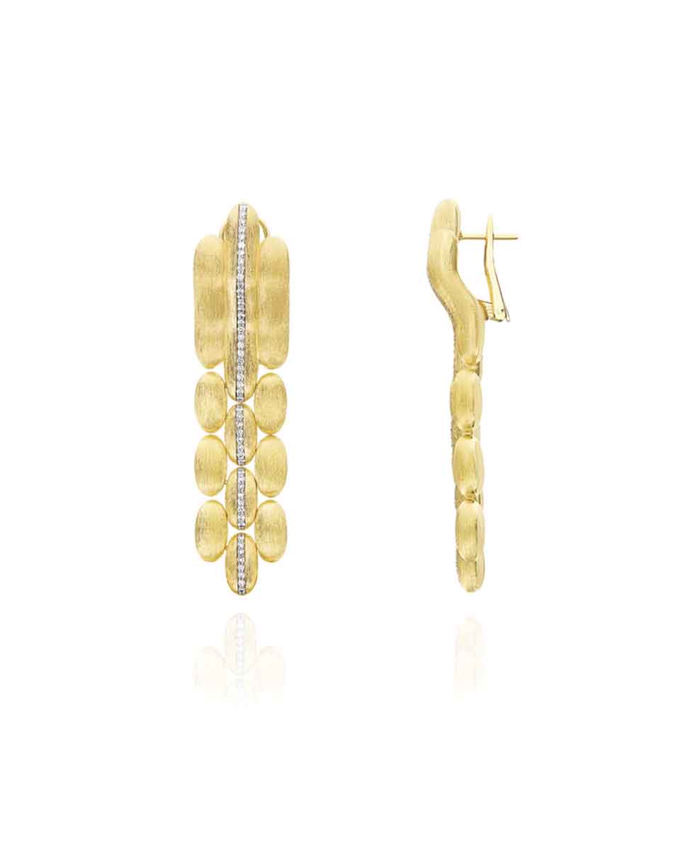 "DIVA" GOLD AND DIAMONDS PENDANT EARRINGS