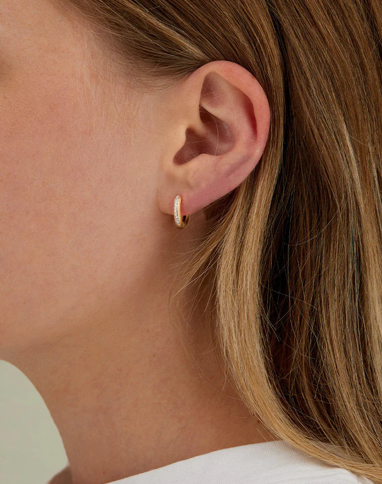 "LIBERA" GOLD AND DIAMONDS HOOP EARRINGS (SMALL)