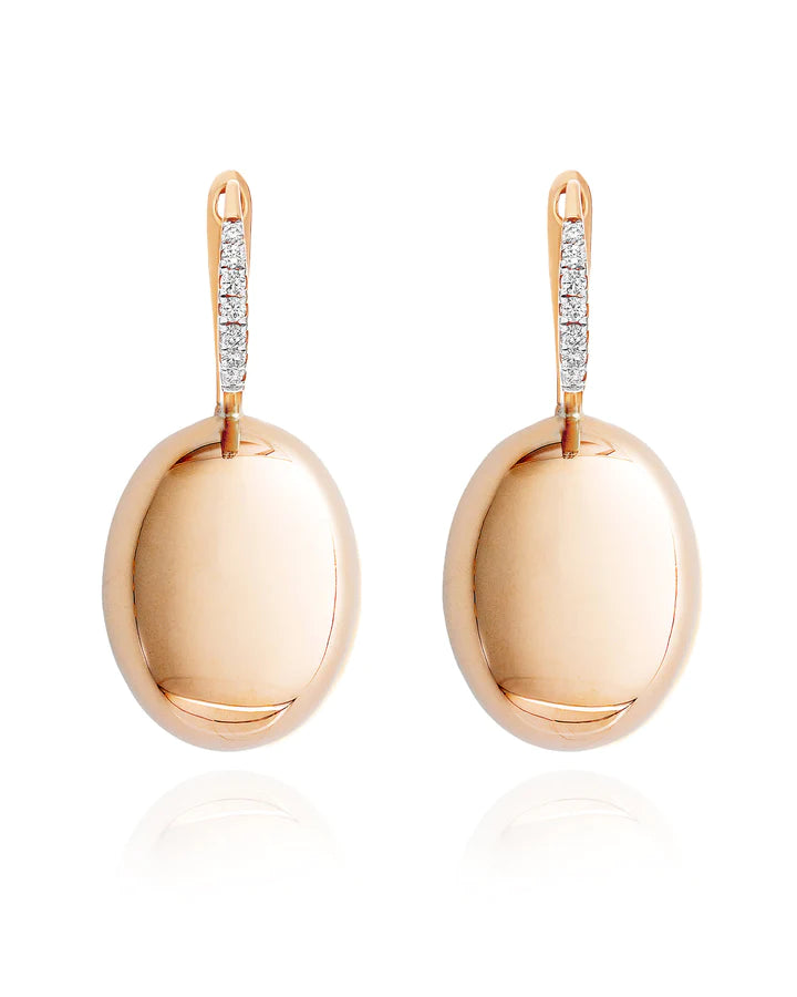 "CILIEGINE" ROSE GOLD BOULES AND DIAMONDS DETAILS EARRINGS (LARGE)