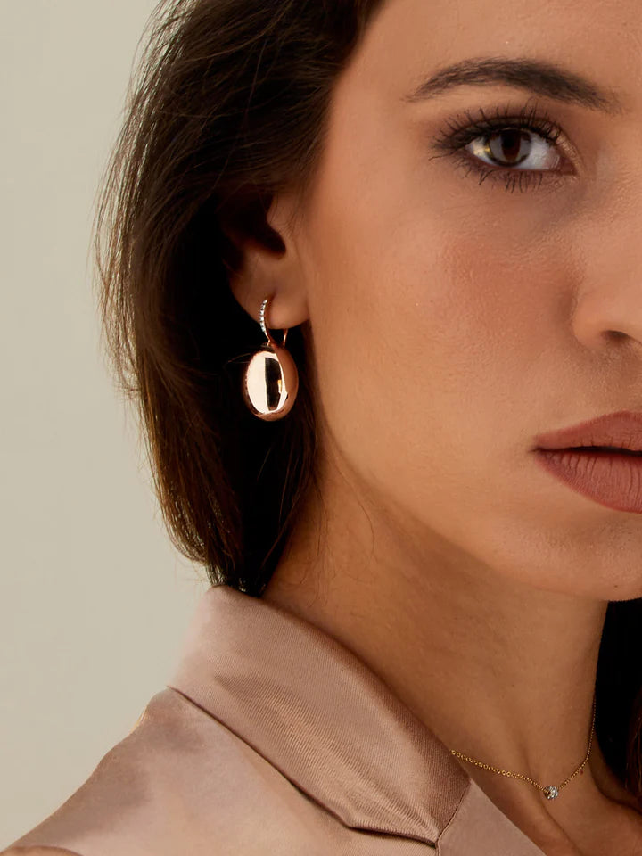 "CILIEGINE" ROSE GOLD BOULES AND DIAMONDS DETAILS EARRINGS (LARGE)