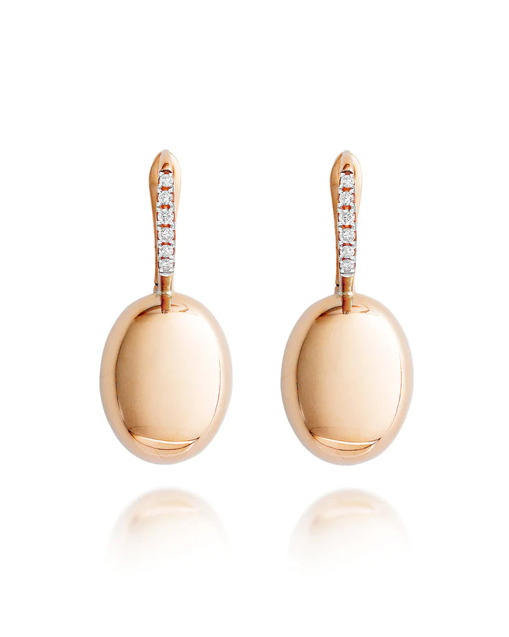 "CILIEGINE" ROSE GOLD BOULES AND DIAMONDS DETAILS EARRINGS (MEDIUM)