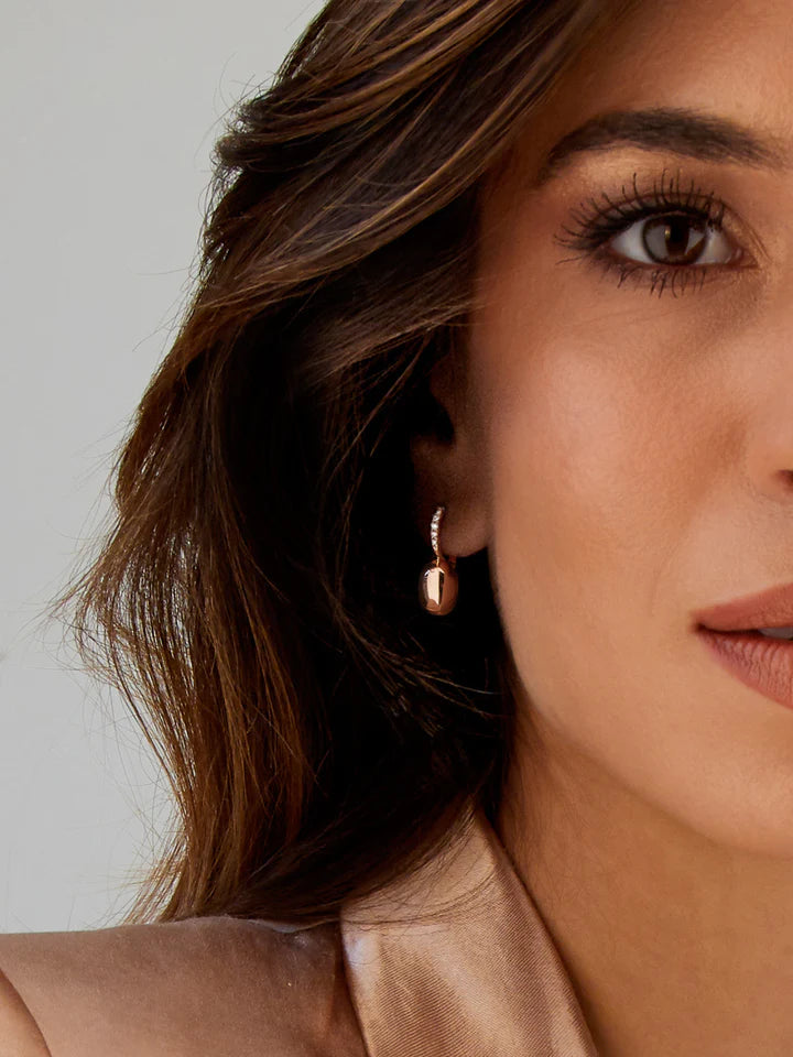 "CILIEGINE" ROSE GOLD BOULES AND DIAMONDS DETAILS EARRINGS (SMALL)