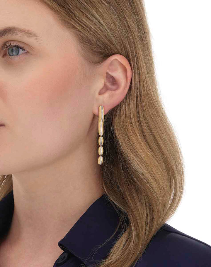 "DIVA" GOLD AND DIAMONDS PENDANT EARRINGS