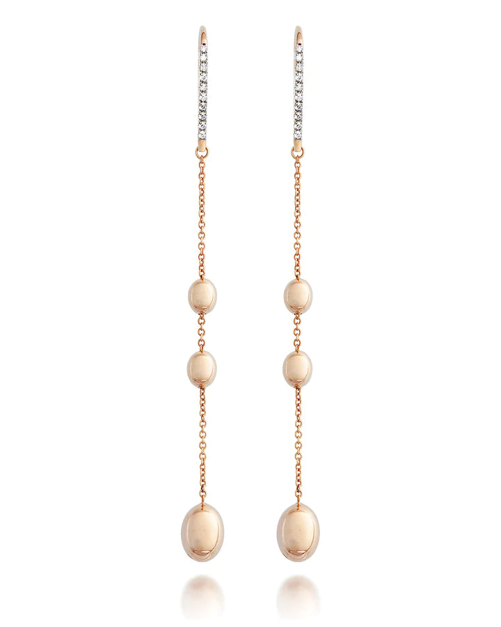"SOFFIO" ROSE GOLD AND DIAMONDS LONG PENDANT EARRINGS