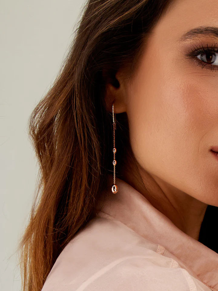 "SOFFIO" ROSE GOLD AND DIAMONDS LONG PENDANT EARRINGS