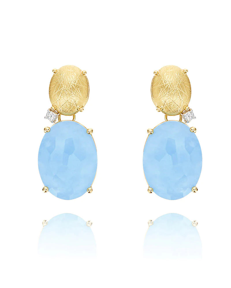 "IPANEMA" GOLD, AQUAMARINE AND DIAMONDS DROP EARRINGS