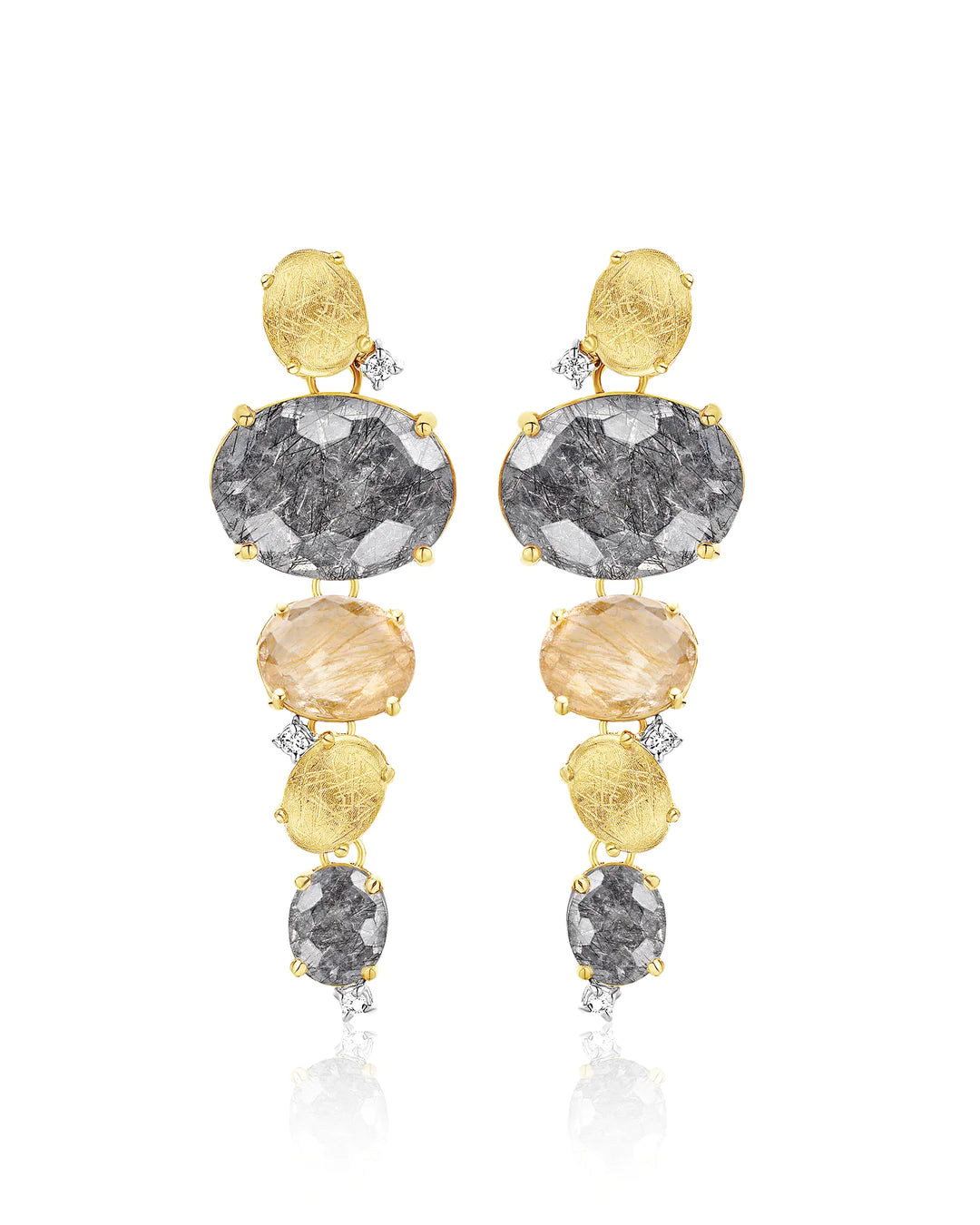 "IPANEMA" GREY RUTILATED QUARTZ DROP EARRINGS