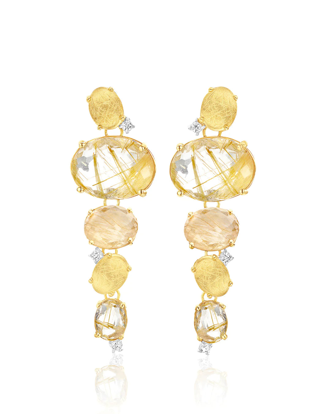 "IPANEMA" YELLOW RUTILATED QUARTZ DROP EARRINGS