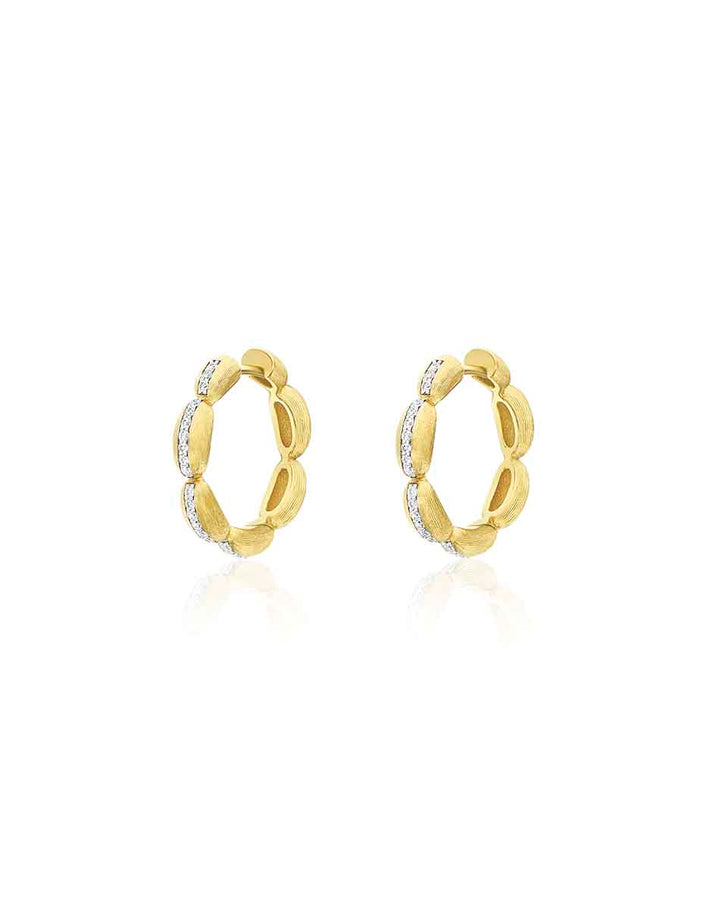 "DIVA" GOLD AND DIAMONDS HOOP EARRINGS (MEDIUM)