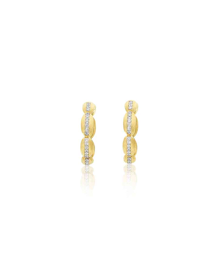 "DIVA" GOLD AND DIAMONDS HOOP EARRINGS (MEDIUM)
