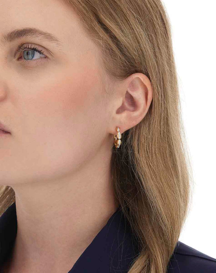 "DIVA" GOLD AND DIAMONDS HOOP EARRINGS (MEDIUM)