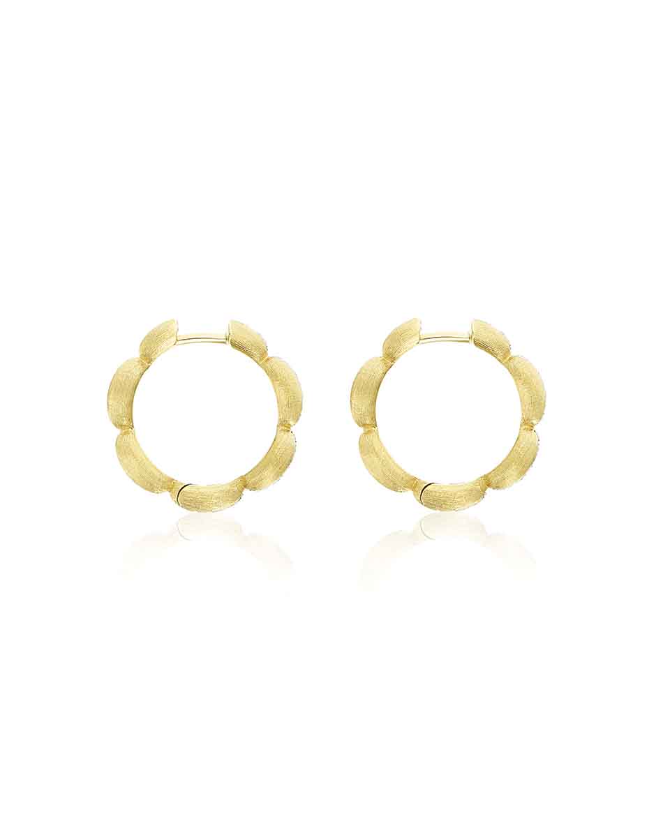 "DIVA" GOLD AND DIAMONDS HOOP EARRINGS (MEDIUM)