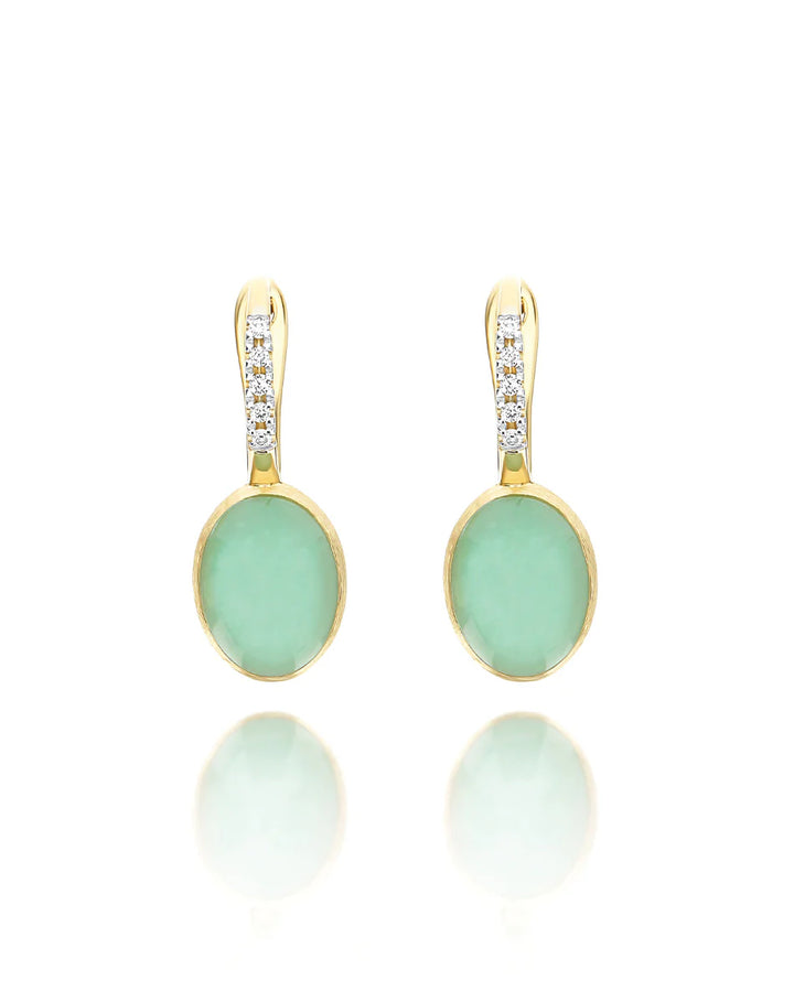 "BOULES" LATTEMENTA CILIEGINE GOLD, ROCK CRYSTAL, AND JADEITE BALL DROP EARRINGS WITH DIAMONDS DETAILS (SMALL)