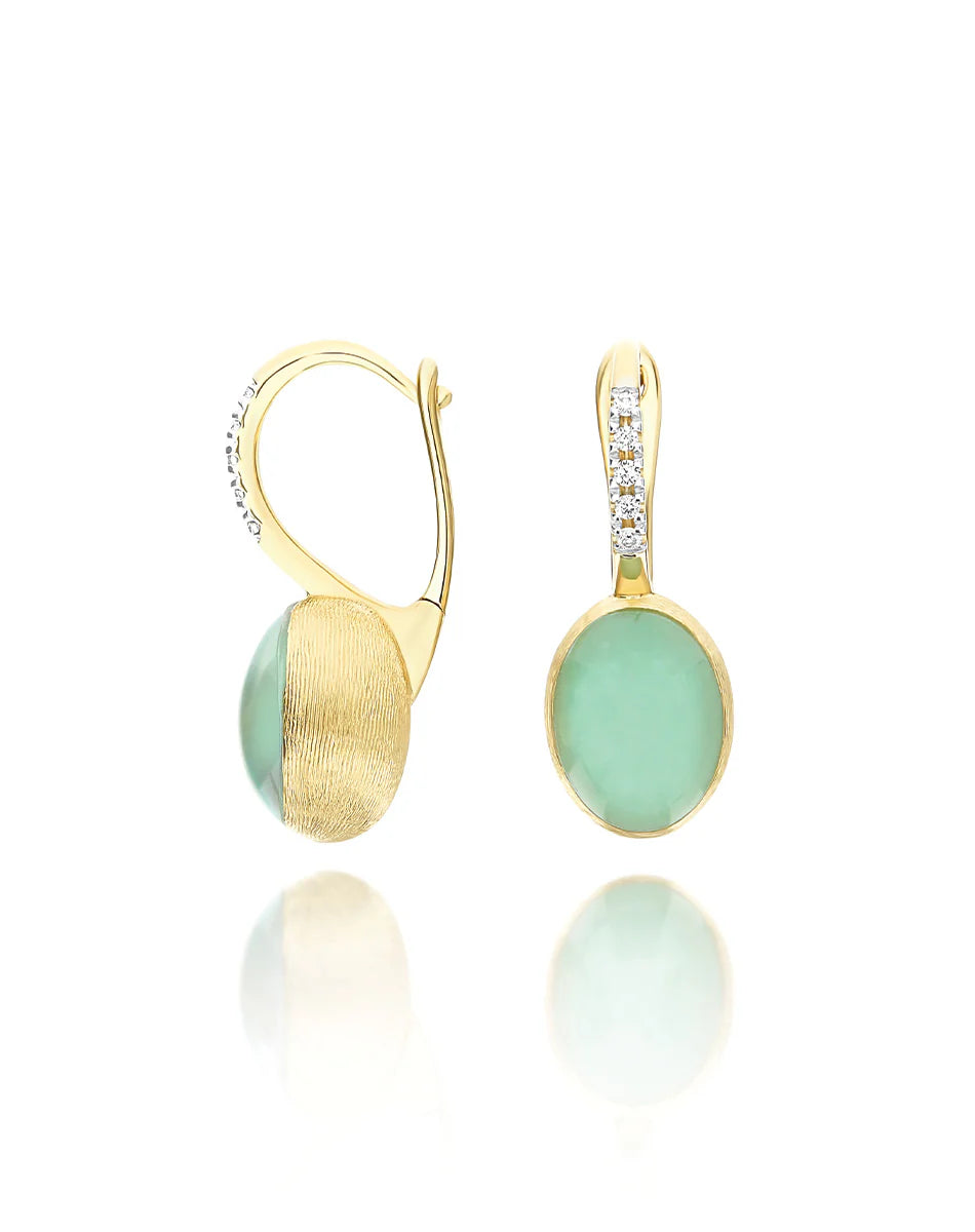 "BOULES" LATTEMENTA CILIEGINE GOLD, ROCK CRYSTAL, AND JADEITE BALL DROP EARRINGS WITH DIAMONDS DETAILS (SMALL)