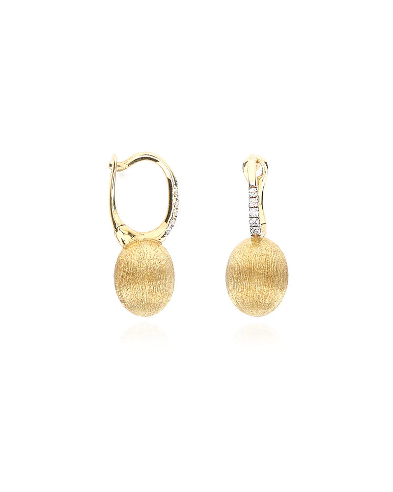 "BABY CILIEGINE" GOLD BALL DROP EARRINGS WITH DIAMONDS DETAILS