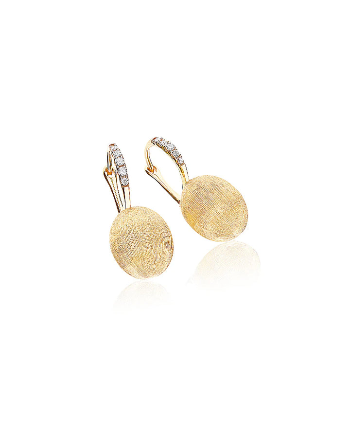 "BABY CILIEGINE" GOLD BALL DROP EARRINGS WITH DIAMONDS DETAILS