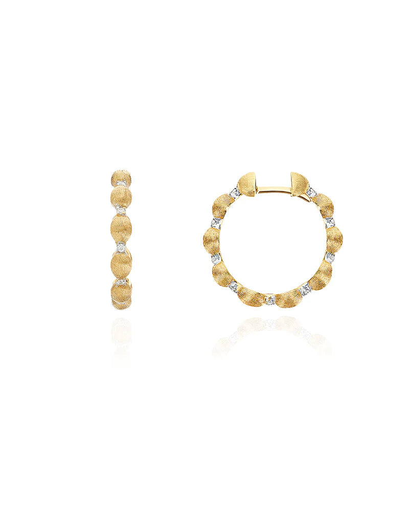 "DANCING ÉLITE" GOLD AND DIAMONDS HOOP EARRINGS