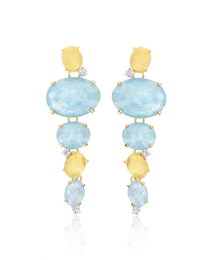 "IPANEMA" GOLD AND AQUAMARINE DROP EARRINGS