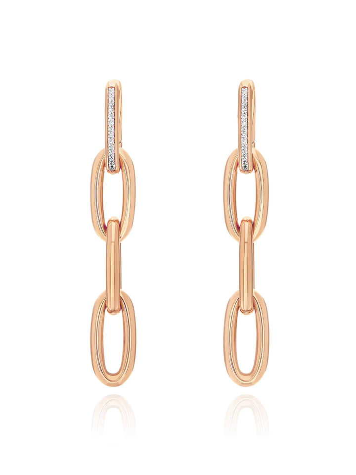 LIBERA SMALL ROSE GOLD SQUARE HOOP EARRINGS WITH DIAMONDS