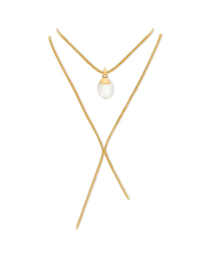 "WHITE DESERT" GOLD, DIAMONDS AND MOONSTONE PENDANT (LARGE)