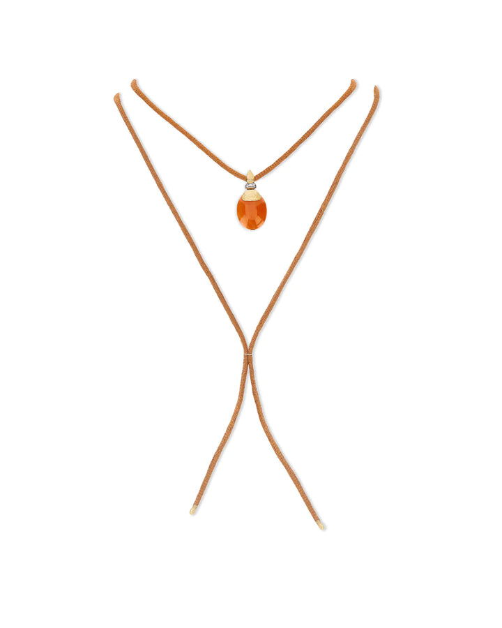 "PETRA" GOLD, DIAMONDS AND ORANGE AVENTURINE PENDANT (MEDIUM)