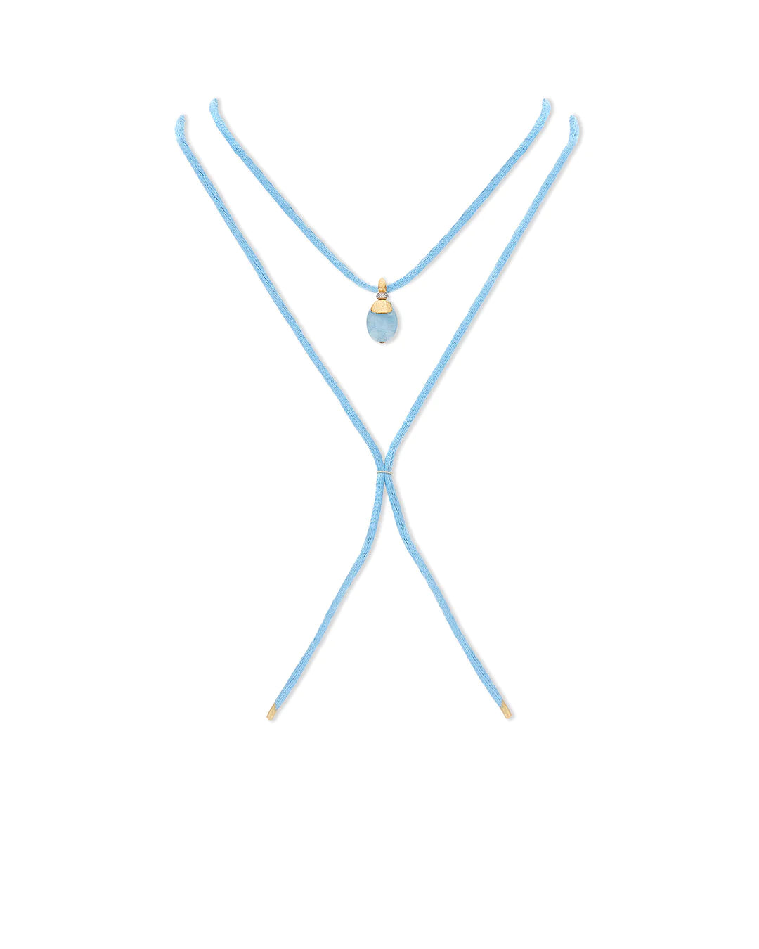"AZURE" GOLD, DIAMONDS AND MILKY AQUAMARINE PENDANT (SMALL)