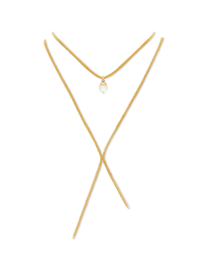 "WHITE DESERT" GOLD, DIAMONDS AND MOONSTONE PENDANT (SMALL)
