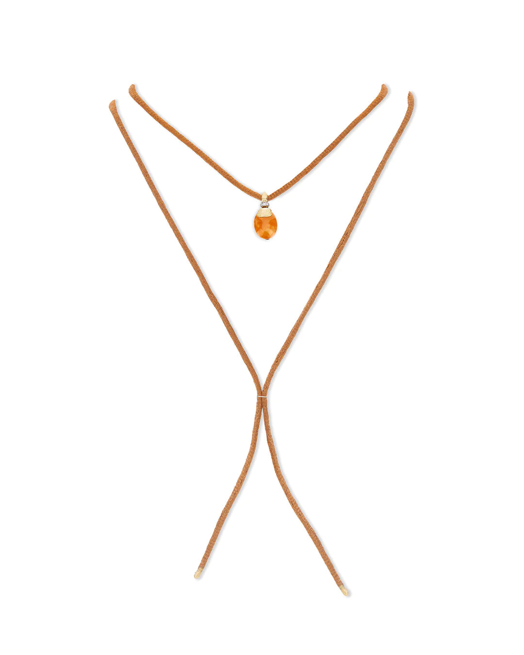 "PETRA" GOLD, DIAMONDS AND ORANGE AVENTURINE PENDANT (SMALL)