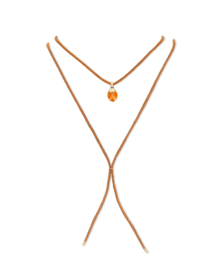 "PETRA" GOLD, DIAMONDS AND ORANGE AVENTURINE PENDANT (SMALL)