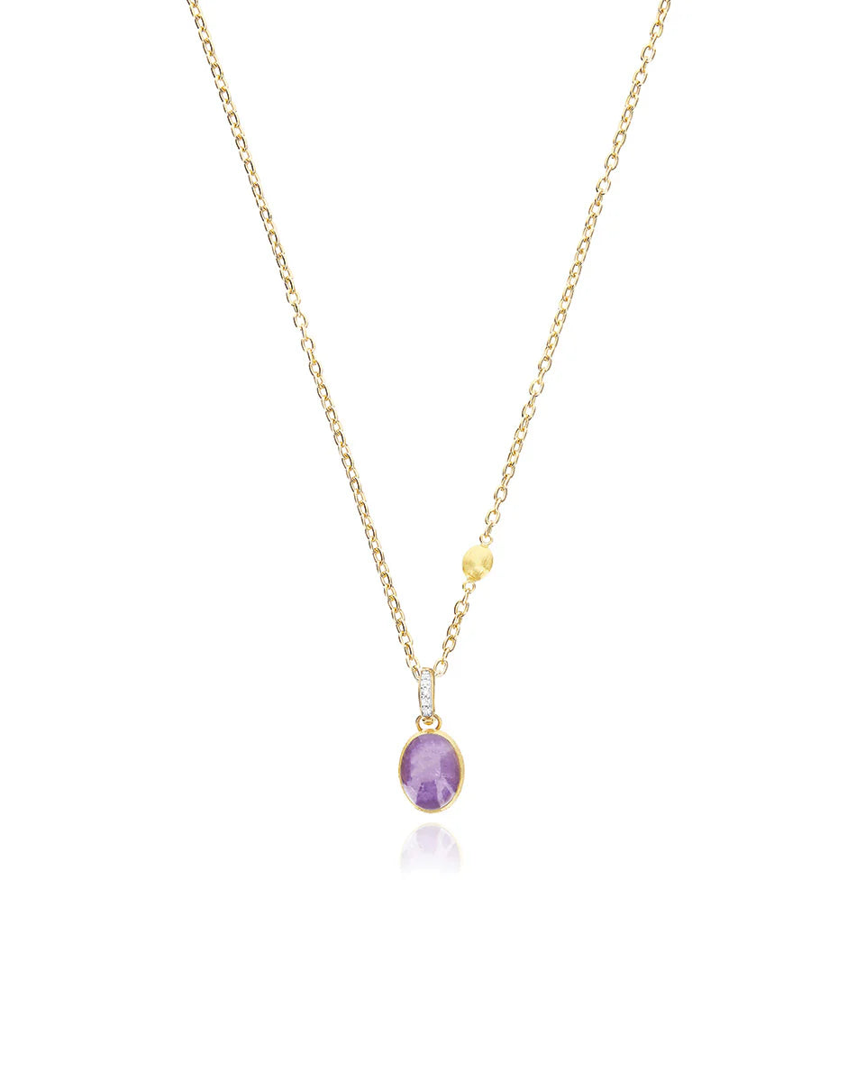 "BOULES" VIOLETTA CHARM IN HAND-ENGRAVED GOLD, DIAMONDS, LEPIDOLITE, AND MOTHER-OF-PEARL (SMALL)
