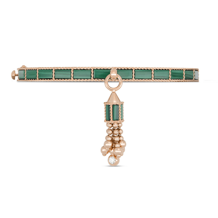 ART DECO BANGLE WITH MALACHITE AND DIAMONDS