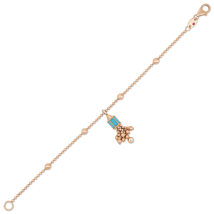ART DECO BRACELET WITH TURQUOISE AND DIAMONDS