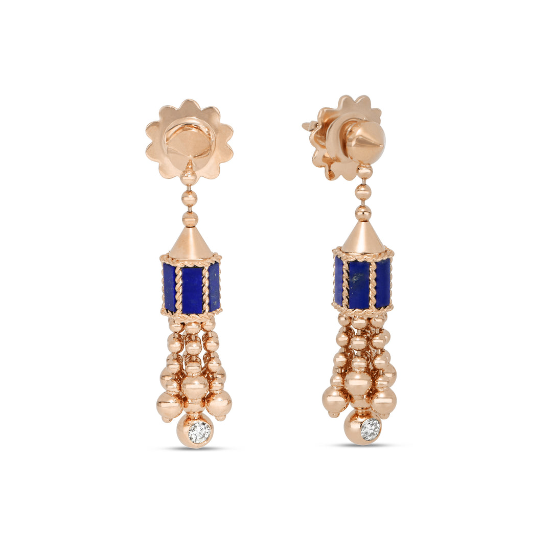 ART DECO EARRINGS WITH LAPIS AND DIAMONDS
