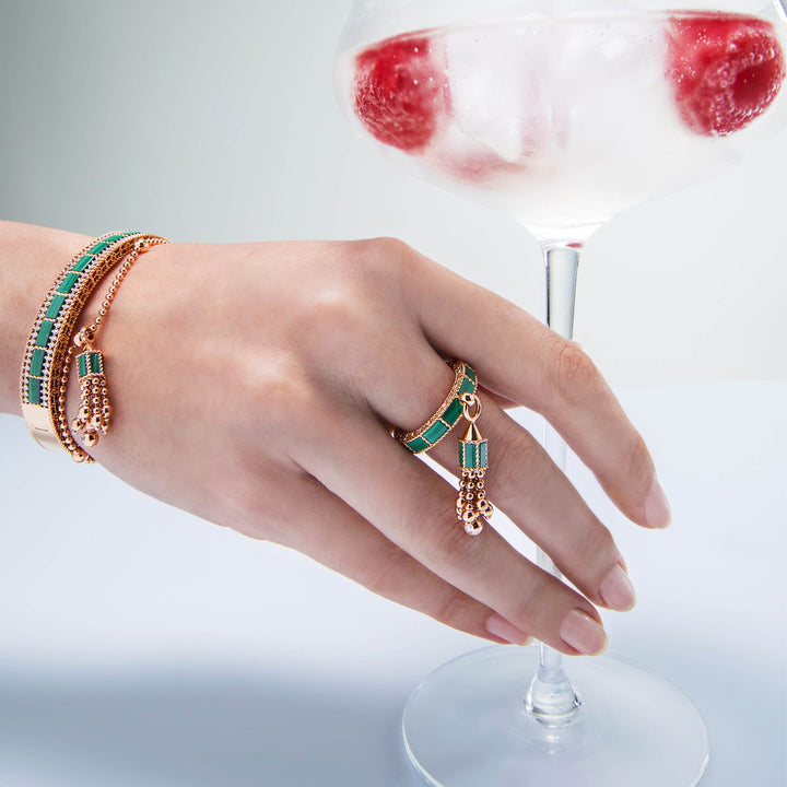 ART DECO RING WITH MALACHITE AND DIAMONDS