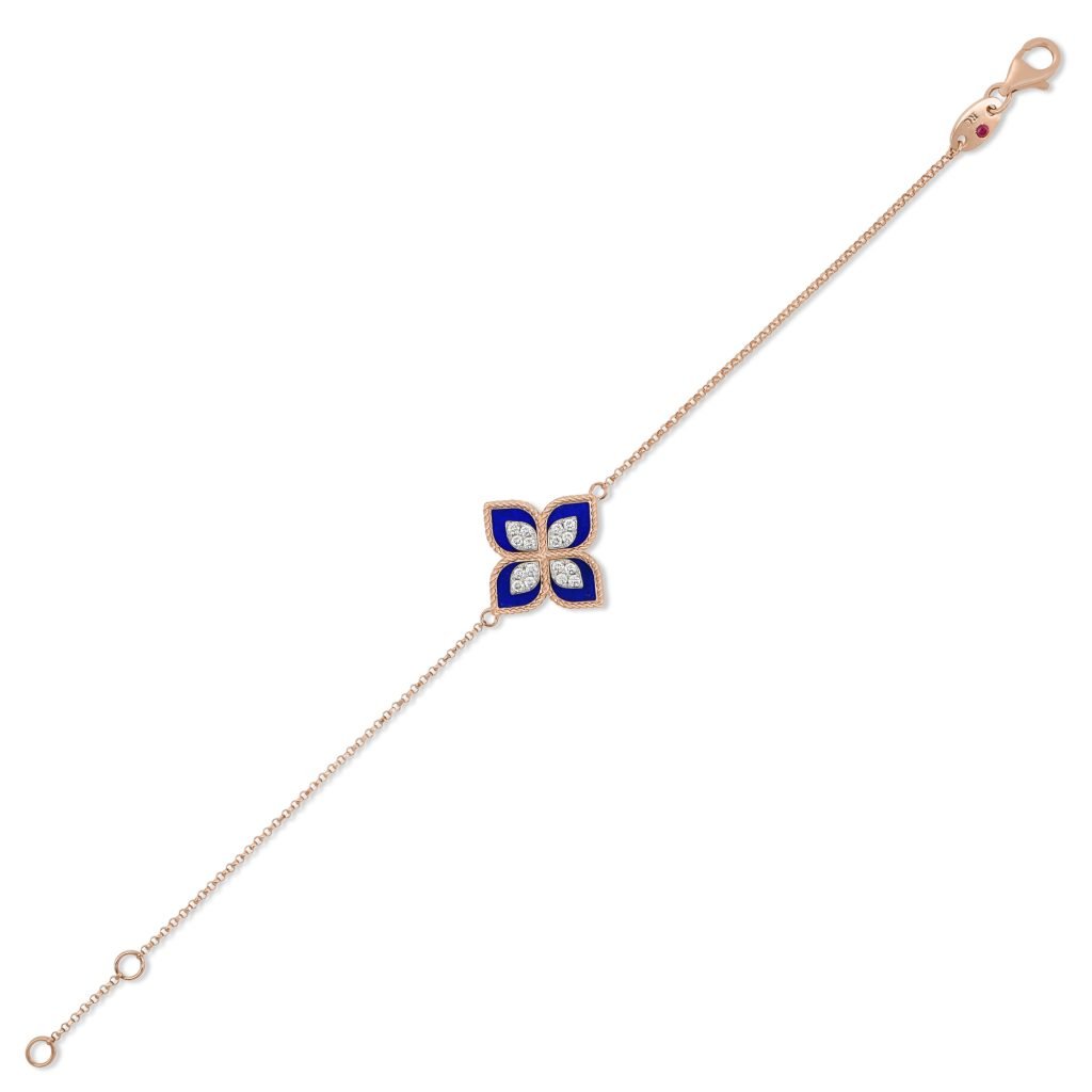 PRINCESS FLOWER BRACELET WITH DIAMONDS AND LAPIS