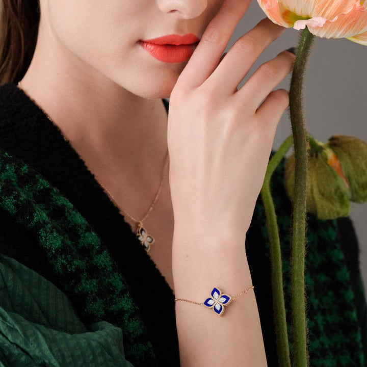 PRINCESS FLOWER BRACELET WITH DIAMONDS AND LAPIS