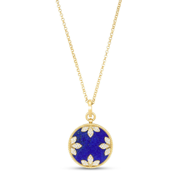 VENETIAN MEDALLIONS COLLAR WITH DIAMONDS AND LAPIS