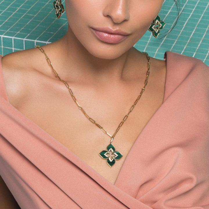VENETIAN PRINCESS PENDANT WITH DIAMONDS AND MALACHITE