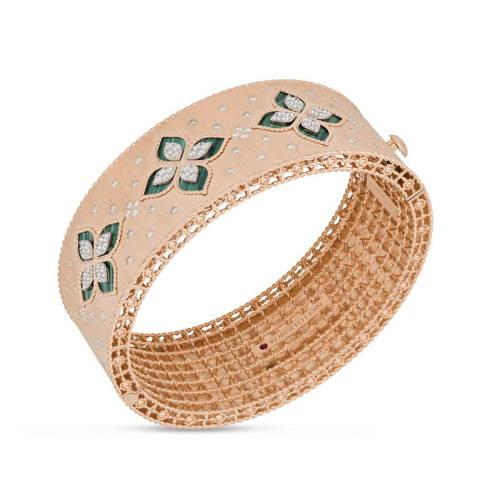 PRINCESS FLOWER BRACELET WITH DIAMONDS AND MALACHITE