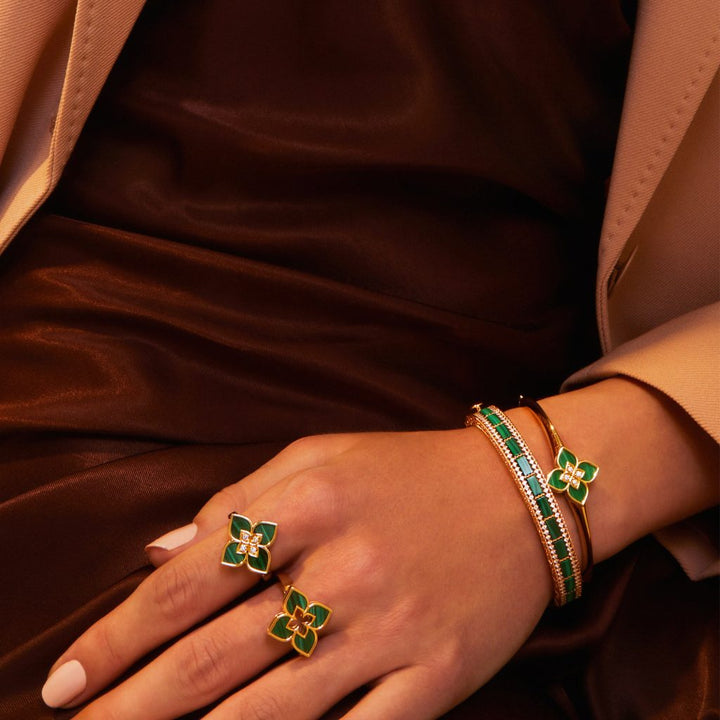 VENETIAN PRINCESS BANGLE WITH DIAMONDS AND MALACHITE
