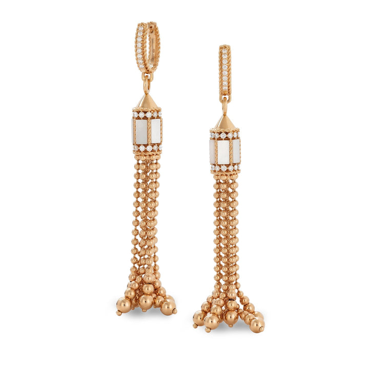 ART DECO EARRINGS WITH MOTHER OF PEARL AND DIAMONDS