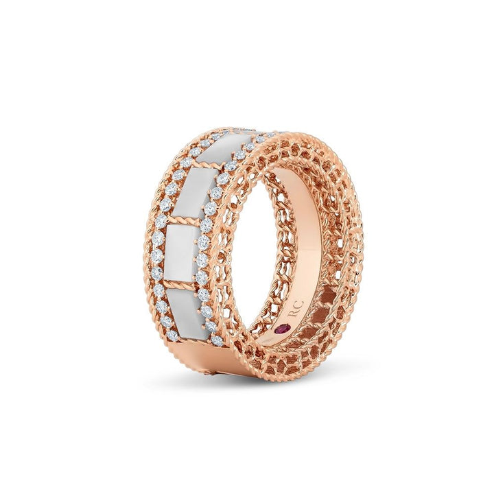 ART DECO RING WITH MOTHER OF PEARL AND DIAMONDS