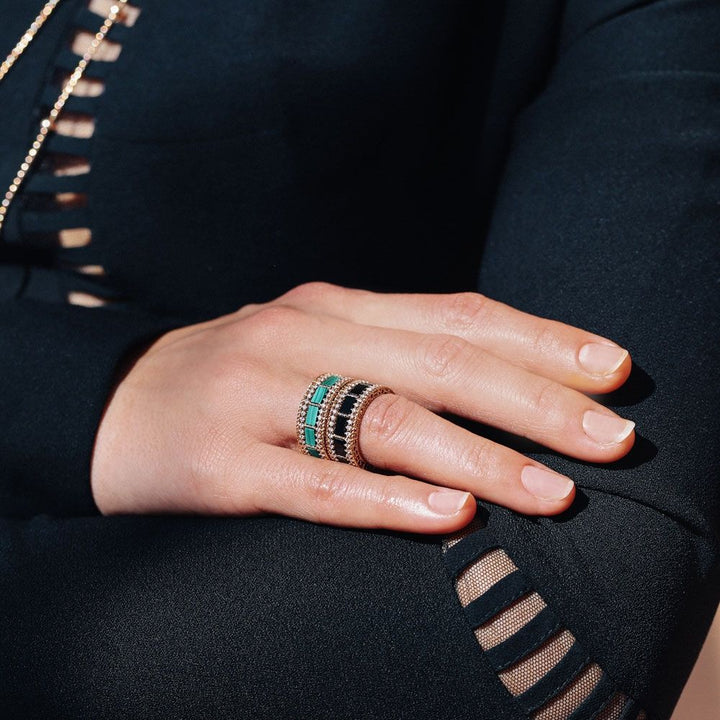 ART DECO RING WITH BLACK JADE AND DIAMONDS