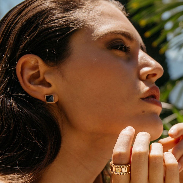 ROCK & DIAMONDS EARRINGS WITH DIAMONDS AND BLACK JADE